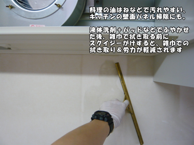 料理の油はねなどで汚れやすいキッチンの壁面パネル掃除にも。